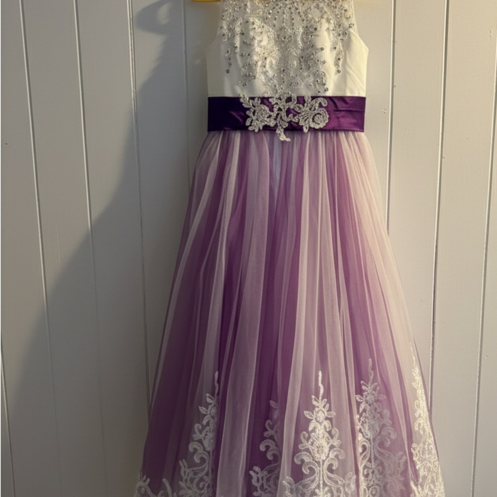 Elegant Purple and White Kids Dress